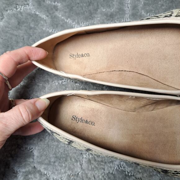 Style&Co Beige Snakeskin Ballet Flats WOMENS SIZE 6M casual slip ons coquette - Picture 6 of 8